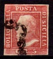 Sicilia-045: Emissione 1859 - Sassone N. 9 (o) Used - Siglato "ED" - Senza Difetti Occulti. - Sizilien