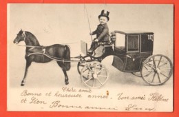 MTX-43 Fiacre, Enfant Sur Carrosse, Taxi 117. Bonne Année. Pionier. Circulé Le 1.1.1903 - Neujahr