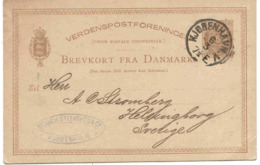 Danemark Entier Copenhague 1885 Lettre Cover Ganzache Stationary - Covers & Documents