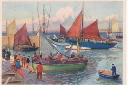 Bateaux De Pêche Rentrant Au Port.(signature Vc) - Pittura & Quadri