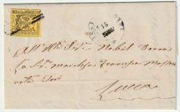 1857 15 Nov 15 C. Giallo Vivo Sass N.3a Su Lettera Da Massa Carrara X Lucca Lusso - Modena