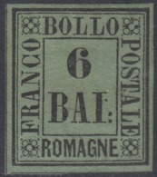 Romagne, 6 Baj Verde Giallo N.7 INTEGRO MNH ** Certificato Cv 1700 - Romagna