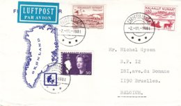 Groenland - Lettre De 1981 - Oblit Christianshab - Luge - Rennes - Renards - Oiseaux - Briefe U. Dokumente