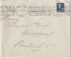 NORVEGE 1934 LETTRE DE OSLO - Lettres & Documents