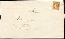 Let EMISSION DE 1849 - 1    10c. Bistre-jaune, Grandes Marges, Obl. PC 1094 S. Faire-part De DIE 14/3/52, TB - 1849-1850 Ceres