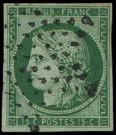 EMISSION DE 1849 - 2b   15c. Vert FONCE, Obl. ETOILE, TB - 1849-1850 Ceres