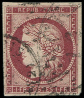 EMISSION DE 1849 - 6     1f. Carmin, Obl. PC Et Grand Càd Américain, TB - 1849-1850 Ceres
