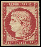 * EMISSION DE 1849 - R6f   1f. Carmin, REIMPRESSION, Ch. Légère, TB - 1849-1850 Cérès