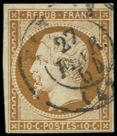 PRESIDENCE - 9    10c. Bistre-jaune, Obl. Càd T15 27/2/54, Obl. RR Sur Ce Timbre, TB - 1852 Louis-Napoléon
