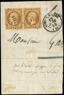 PRESIDENCE - 9    10c. Bistre-jaune, PAIRE Obl. PC 3111 Sur Fragt, Càd T16 LIMOUX-S-AUDE 12/6/54, TTB - 1852 Louis-Napoléon