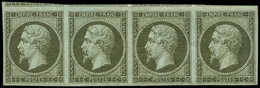 * EMPIRE NON DENTELE - 11    1c. Olive, BANDE De 4, 2 Ex. **, TB - 1853-1860 Napoléon III.