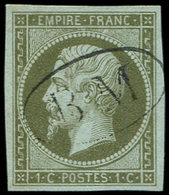 EMPIRE NON DENTELE - 11    1c. Olive, Obl. BM Dans Un Ovale, TTB - 1853-1860 Napoléon III.