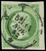 EMPIRE NON DENTELE - 12    5c. Vert, Obl. Càd PARIS *, TTB - 1853-1860 Napoleon III