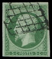 EMPIRE NON DENTELE - 12    5c. Vert, Obl. GRILLE, TB - 1853-1860 Napoléon III