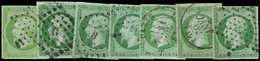 EMPIRE NON DENTELE - 12    5c. Vert, 7 Nuances, Oblitérations Diverses, TB - 1853-1860 Napoleon III