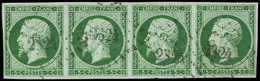 EMPIRE NON DENTELE - 12c   5c. Vert FONCE S. Vert, BANDE De 4 Obl. PC 2324, Superbe - 1853-1860 Napoleone III