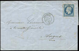 Let EMPIRE NON DENTELE - 14A  20c. Bleu, T I, Obl. PC 2830 S. LSC, Càd T15 SAUMUR 20/1/55, TB - 1853-1860 Napoleon III