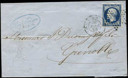 Let EMPIRE NON DENTELE - 14Ab 20c. Bleu NOIR Obl. Etoile S. LSC, Càd PARIS 28/4/56, Superbe - 1853-1860 Napoléon III.