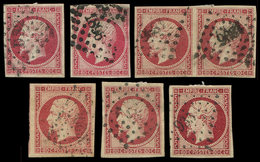 EMPIRE NON DENTELE - 17A  80c. Carmin 3 Nuances + Une Paire + N°17B 80c. Rose 2 Nuances, Tous Obl., TB - 1853-1860 Napoleon III