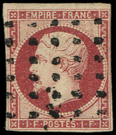 EMPIRE NON DENTELE - 18    1f. Carmin, Obl. GROS POINTS, Une Marge Au Filet, Sinon TB. C - 1853-1860 Napoléon III