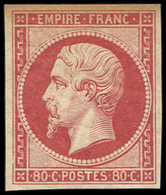 ** EMPIRE NON DENTELE - R17h  80c. Carmin, REIMPRESSION, La Marge Sup. Est Lég. Jaunie, Néanmoins Frais Et TB - 1853-1860 Napoléon III.