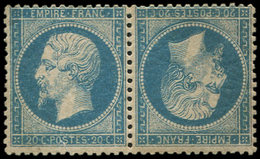 * EMPIRE DENTELE - T22b 20c. Bleu, TETE BECHE, Petite Fente En Bas Et Gomme Altérée, B/TB - 1862 Napoleon III