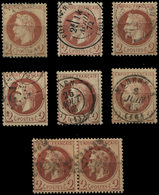 EMPIRE LAURE - 26    2c. Rouge Brun, 6 Unités Choisies Et Une PAIRE Obl., Nuances, TB/TTB - 1863-1870 Napoleon III With Laurels