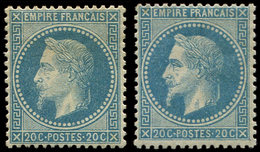 * EMPIRE LAURE - 29B Et 29Ba, 20c. Bleu Et Bleu Foncé, T II, TB - 1863-1870 Napoleon III With Laurels