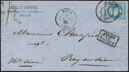 Let EMPIRE LAURE - 29A  20c. Bleu, T I, Obl. Càd Bureau De Passe 1307 2/5/68 S. LAC, Càd T15 DIJON 2/5, TB - 1863-1870 Napoleon III With Laurels