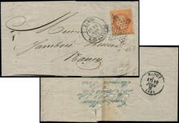 Let EMPIRE LAURE - 31   40c. Orange, SEE FILS PARIS Au Verso, Obl. Etoile 2 R. St Lazare 14/2/71 S. LAC, Arr. NANCY, TB - 1863-1870 Napoléon III Lauré