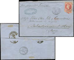 Let EMPIRE LAURE - 32   80c. Rose, Obl. ANCRE S. LAC, Càd BUENOS AYRES PAQ. FR. K N°1 12/6/69, Ind. 25, Arr. LARROQUE D' - 1863-1870 Napoleon III With Laurels