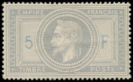 * EMPIRE LAURE - 33    5f. Violet-gris, Petite Froiss. Horiz., Gomme Imparfaite, Aspect TB. J - 1863-1870 Napoléon III Con Laureles