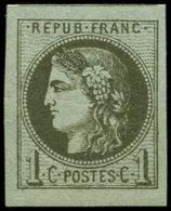 ** EMISSION DE BORDEAUX - 39A   1c. Olive, R I, Très Grandes Marges, Filet De Voisin En Haut, Superbe - 1870 Emisión De Bordeaux