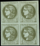 ** EMISSION DE BORDEAUX - 39C   1c. Olive, R III, BLOC De 4 Petit Bdf, TTB - 1870 Bordeaux Printing