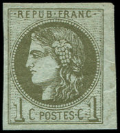 * EMISSION DE BORDEAUX - 39A   1c. Olive, R I, Infime Ch., Petit Bdf, TB/TTB - 1870 Emisión De Bordeaux