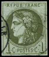 EMISSION DE BORDEAUX - 39A   1c. Olive, R I, Obl. Càd, TB - 1870 Emisión De Bordeaux