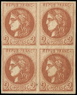 ** EMISSION DE BORDEAUX - 40B   2c. Brun-rouge, R II, BLOC De 4, TB - 1870 Bordeaux Printing