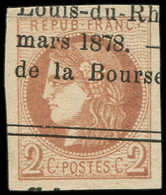 EMISSION DE BORDEAUX - 40B   2c. Brun-rouge, R II, Obl. TYPO, Grandes Marges, TTB/Superbe - 1870 Emisión De Bordeaux