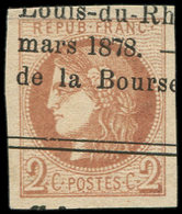 EMISSION DE BORDEAUX - 40B   2c. Brun-rouge, R II, Obl. TYPO, Grandes Marges, TTB/Superbe - 1870 Bordeaux Printing