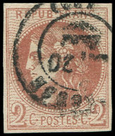 EMISSION DE BORDEAUX - 40Bd  2c. Brun-rouge Foncé, R II, Obl. Càd, TB. C - 1870 Emisión De Bordeaux