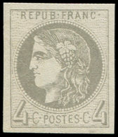 ** EMISSION DE BORDEAUX - 41B   4c. Gris, R II, Grandes Marges, Fraîcheur Postale, TTB/Superbe - 1870 Bordeaux Printing