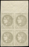 ** EMISSION DE BORDEAUX - 41B   4c. Gris, R II, BLOC De 4 Bdf, Frais Et Superbe - 1870 Bordeaux Printing