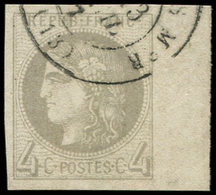 EMISSION DE BORDEAUX - 41B   4c. Gris, R II, Bdf, Obl. Càd T17, Superbe - 1870 Emisión De Bordeaux