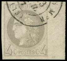 EMISSION DE BORDEAUX - 41B   4c. Gris, R II, Bdf, Obl. Càd T17, Superbe - 1870 Bordeaux Printing