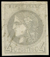 EMISSION DE BORDEAUX - 41B   4c. Gris, R II, Obl. GC, Frappe Légère, TTB - 1870 Emisión De Bordeaux