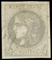 EMISSION DE BORDEAUX - 41B   4c. Gris, R II, Obl. GC, Frappe Légère, TTB - 1870 Bordeaux Printing