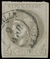 EMISSION DE BORDEAUX - 41B   4c. Gris, R II, Obl. Càd MARSEILLE, TB - 1870 Bordeaux Printing