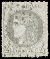 EMISSION DE BORDEAUX - 41B   4c. Gris R II, PERCE En LIGNES, Obl., TB - 1870 Emisión De Bordeaux