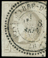 EMISSION DE BORDEAUX - 41B   4c. Gris, R II, Obl. Càd T24, Clair, Sinon TB - 1870 Bordeaux Printing