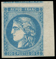 * EMISSION DE BORDEAUX - 46B  20c. Bleu, T III R II, Bdf Et Voisin, Superbe, Certif. JFB - 1870 Emisión De Bordeaux